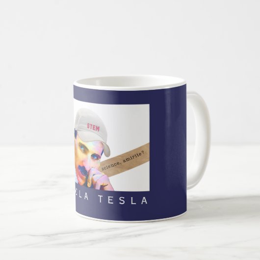 Funny Tesla Portrait Koffiemok (Voorkant rechts)