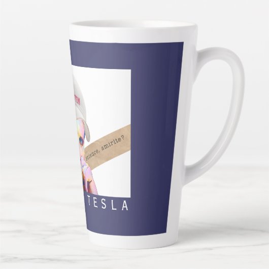 Funny Tesla Portrait Latte Mok (Rechts)