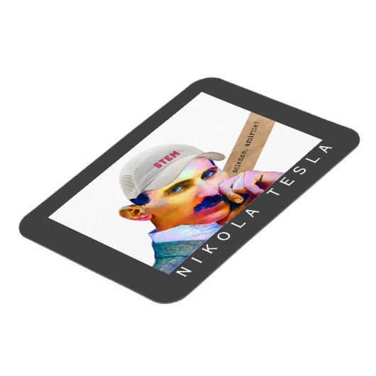 Funny Tesla Portrait Magneet (Linkerzijde)