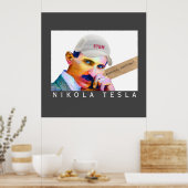 Funny Tesla Portrait Poster (Keuken)