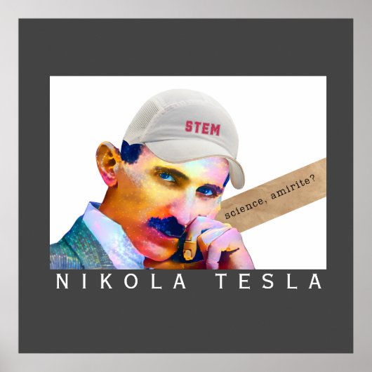 Funny Tesla Portrait Poster (Voorkant)