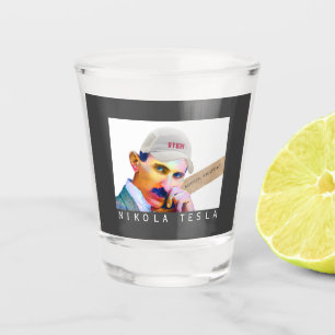 Funny Tesla Portrait Shot Glas