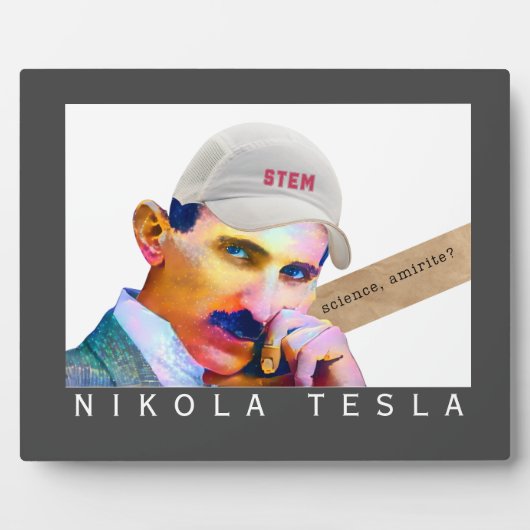 Funny Tesla Portrait Tabletop Art Fotoplaat (Voorkant)