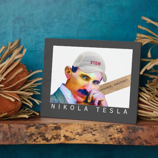 Funny Tesla Portrait Tabletop Art Fotoplaat (Zijkant)