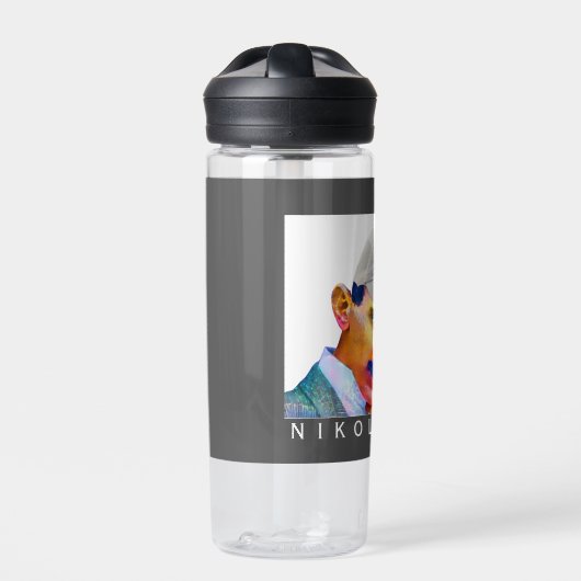 Funny Tesla Portrait Waterfles (Voorkant)