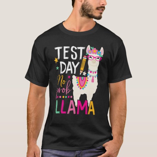 Funny Test Day No Prob-llama Llama Teacher Testing T-shirt (Voorkant)