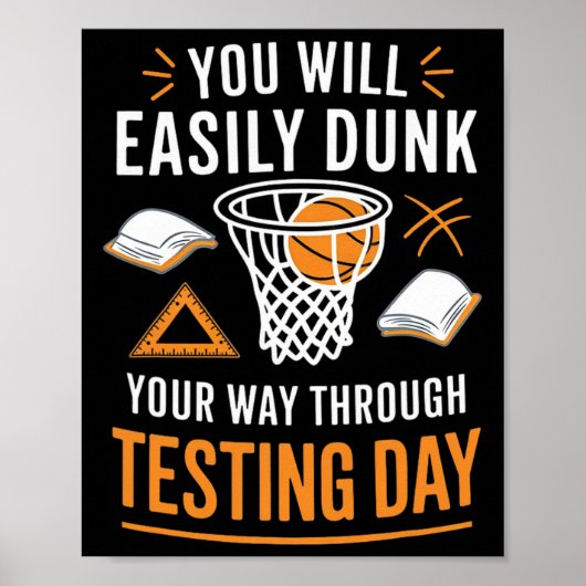 Funny Test Day Teacher Sketll Dunk Testing Day Tea Poster (Voorkant)