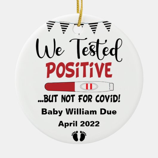 Funny Testing Positive Pregnancy Baby Verwacht Cer Keramisch Ornament (Voorkant)