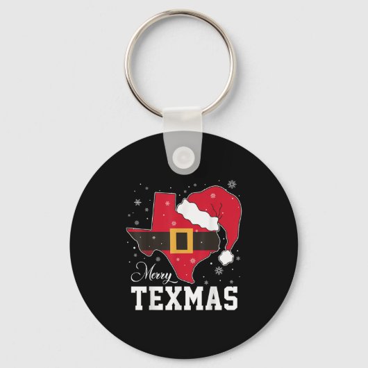 Funny Texas Merry Texmas Christmas State Santa Hat Sleutelhanger (Voorkant)