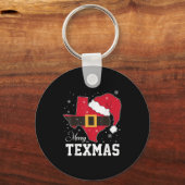 Funny Texas Merry Texmas Christmas State Santa Hat Sleutelhanger (Voorkant)