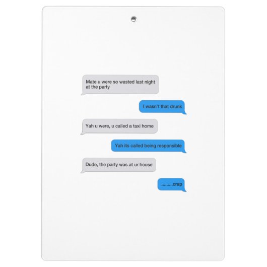 Funny text message klembord (Achterkant)