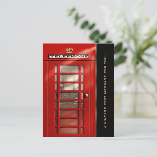 Funny  Text Message Red Phone Booth Briefkaart (Staand voorkant)
