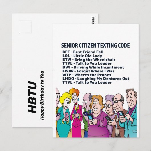 Funny Texting for Seniors Briefkaart (Voorkant / Achterkant)