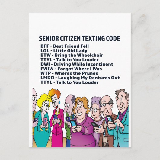 Funny Texting for Seniors Briefkaart (Voorkant)