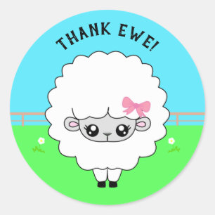 Funny Thank You (Ewe) Sheep Stickers