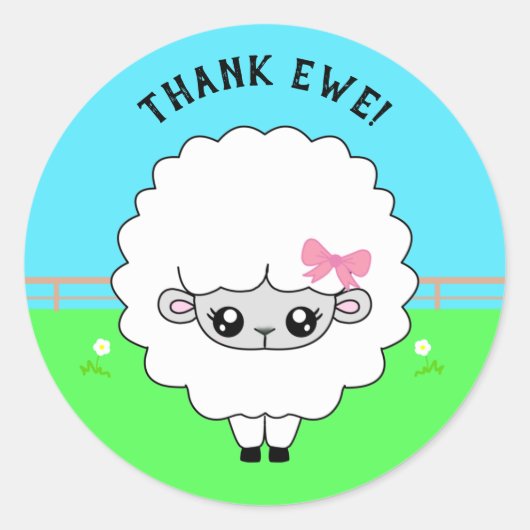 Funny Thank You (Ewe) Sheep Stickers (Voorkant)