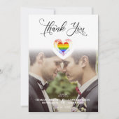 Funny Thank You LGBT Rainbow Pride Heart Photo Bedankkaart (Voorkant)
