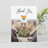Funny Thank You LGBT Rainbow Pride Heart Photo Bedankkaart (Staand voorkant)