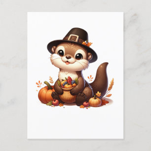Funny Thankful Otter Vriend Thanksgiving Briefkaart