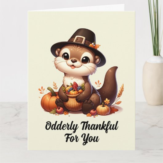 Funny Thankful Otter Vriend Thanksgiving Kaart (Voorkant)