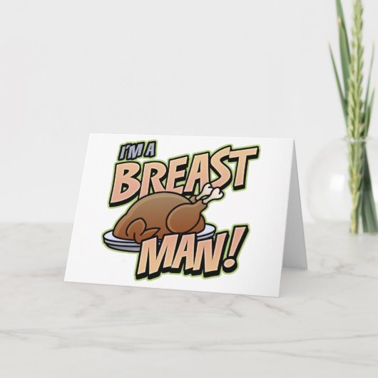 Funny Thanksgiving Breast Man greeting card Feestdagen Kaart (Voorkant)