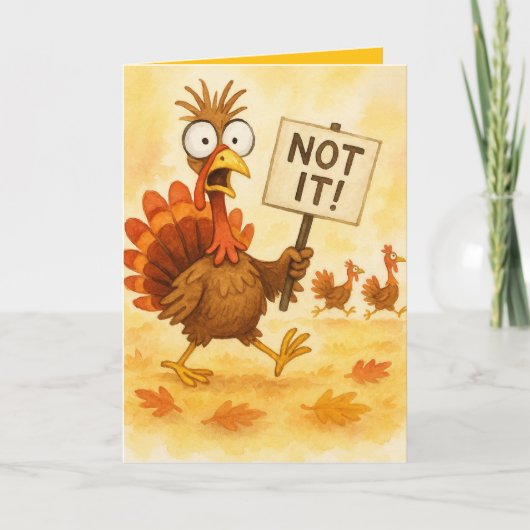 Funny Thanksgiving Card – Turkey Trouble Kaart (Voorkant)