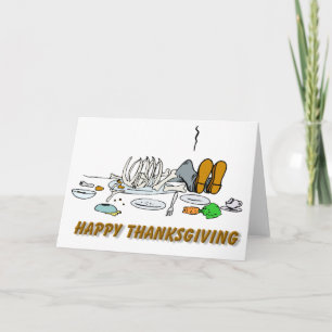 Funny Thanksgiving Cartoon Holiday Kaart