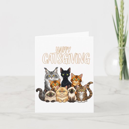 Funny Thanksgiving Cat Lovers Gift Happy Catsgivin Kaart (Voorkant)