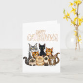 Funny Thanksgiving Cat Lovers Gift Happy Catsgivin Kaart (Gele Bloem)