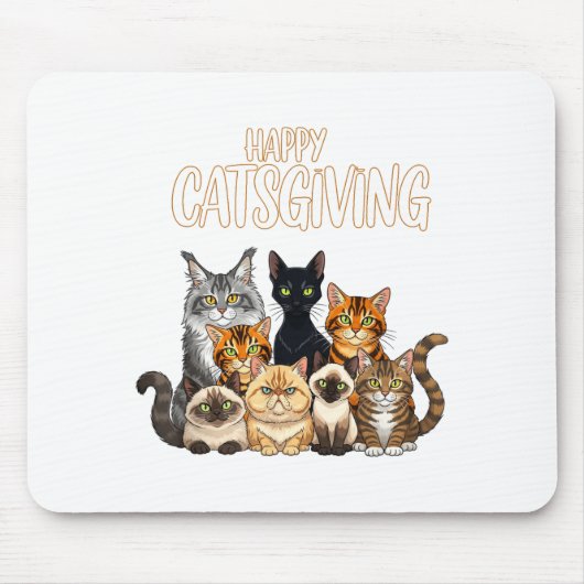 Funny Thanksgiving Cat Lovers Gift Happy Catsgivin Muismat (Voorkant)