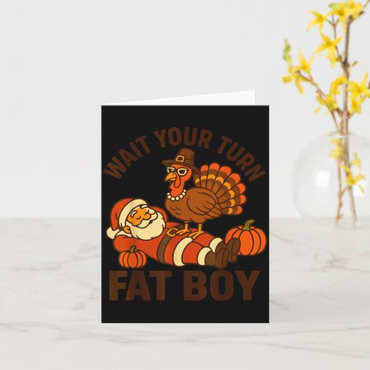Funny Thanksgiving Christmas Turkey Vs Santa For M Kaart (Gele Bloem)
