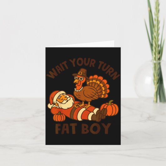Funny Thanksgiving Christmas Turkey Vs Santa For M Kaart (Voorkant)