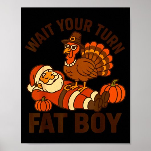Funny Thanksgiving Christmas Turkey Vs Santa For M Poster (Voorkant)