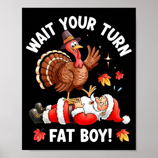 Funny Thanksgiving Christmas Turkey Vs Santa For M Poster (Voorkant)