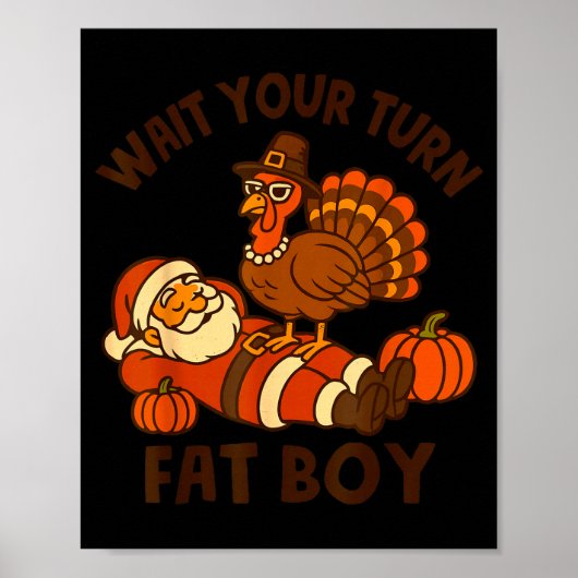Funny Thanksgiving Christmas Turkey Vs Santa For M Poster (Voorkant)
