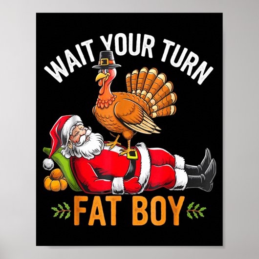 Funny Thanksgiving Christmas Turkey Vs Santa For M Poster (Voorkant)