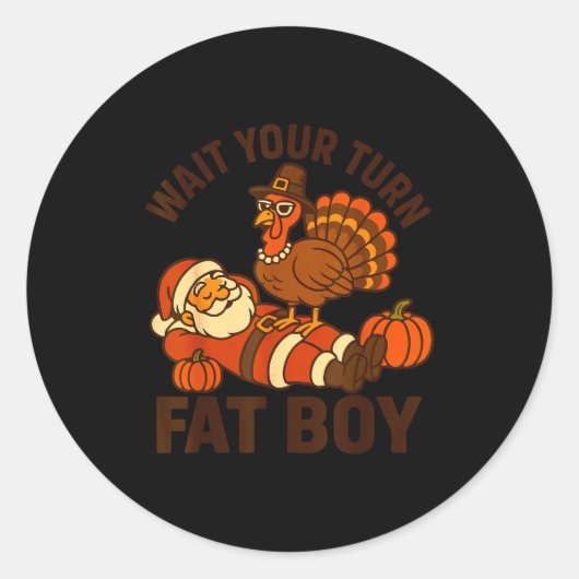 Funny Thanksgiving Christmas Turkey Vs Santa For M Ronde Sticker (Voorkant)