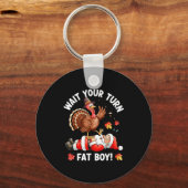Funny Thanksgiving Christmas Turkey Vs Santa For M Sleutelhanger (Voorkant)