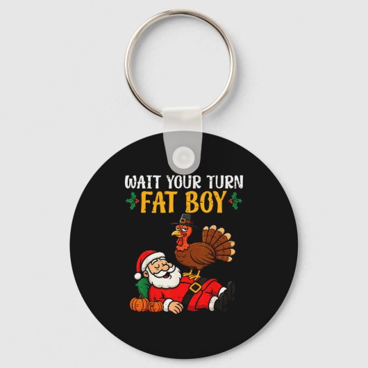 Funny Thanksgiving Christmas Turkey Vs Santa Men W Sleutelhanger (Voorkant)