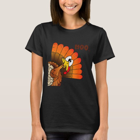 Funny Thanksgiving Cute Turkey Moo I'm A Cow Men W T-shirt (Voorkant)