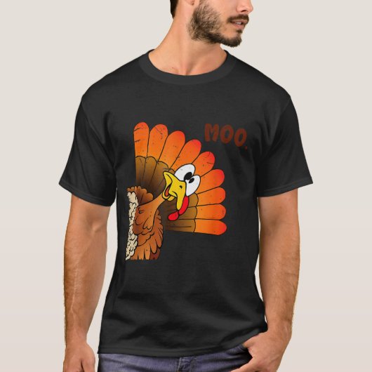Funny Thanksgiving Cute Turkey Moo I'm A Cow Men W T-shirt (Voorkant)