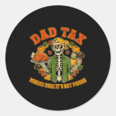 Funny Thanksgiving Dad Tax Skeleton Turkey Day Foo Ronde Sticker (Voorkant)