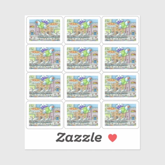 FUNNY THANKSGIVING DAY PARADE TURKEY BALLOON STICKER (Vel)