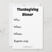 Funny Thanksgiving Dinner Invitations Kaart (Achterkant)