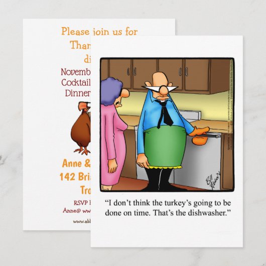 Funny Thanksgiving Dinner Invitations Kaart (Voorkant / Achterkant)