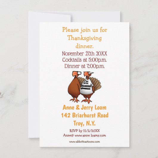 Funny Thanksgiving Dinner Invitations Kaart (Achterkant)