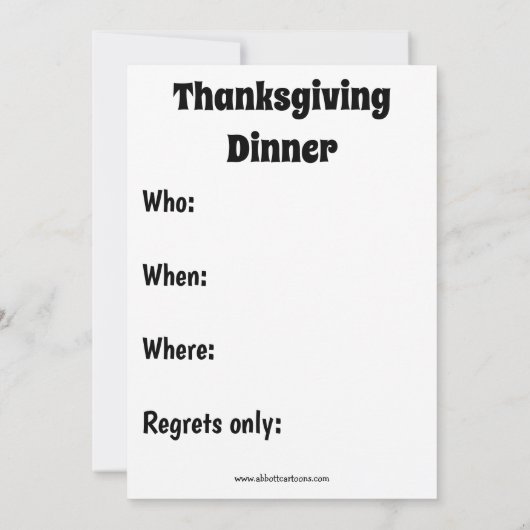 Funny Thanksgiving Dinner Invitations Kaart (Achterkant)