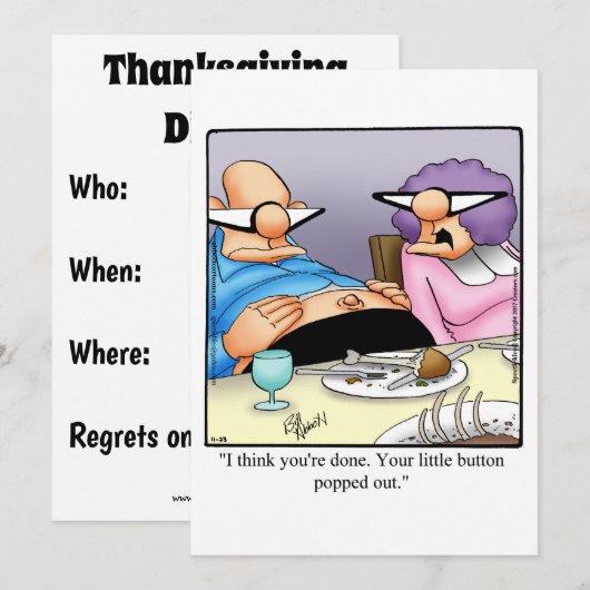 Funny Thanksgiving Dinner Invitations Kaart (Voorkant / Achterkant)
