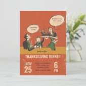 Funny Thanksgiving Dinner Party Invitation Kaart (Staand voorkant)