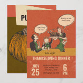 Funny Thanksgiving Dinner Party Invitation Kaart (Voorkant / Achterkant)